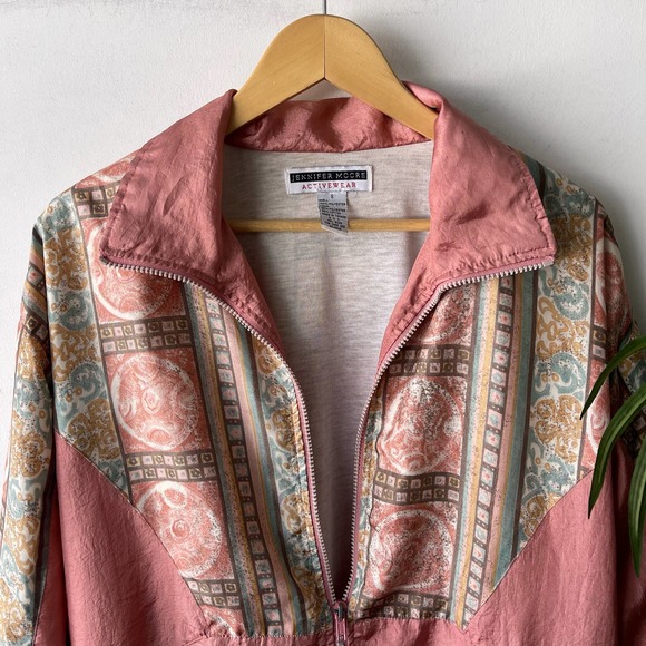 Vintage Jennifer Moore Activewear Jacket Womens Small Pink Art Deco Sporty Boho - Picture 2 of 6